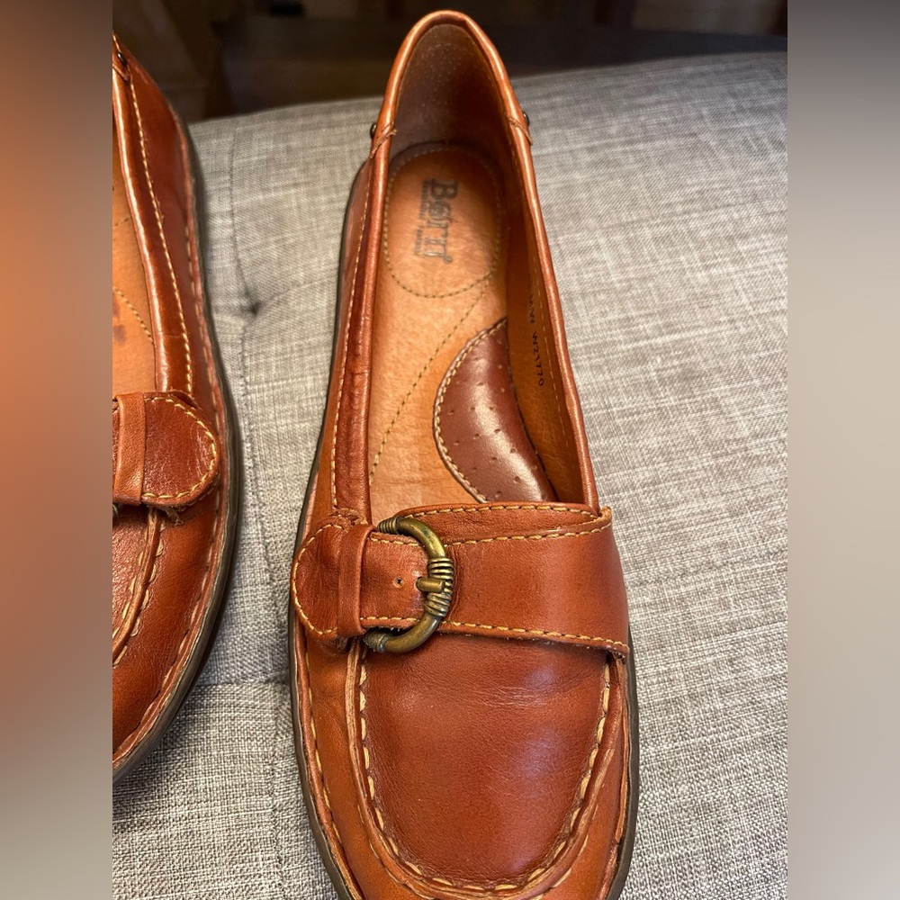 Born Tan Leather Women’s Slip-On Loafers